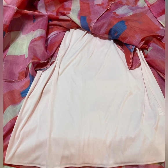 Anthropologie x Eva Franco Pink Rose Painted Sleeveless Midi Dress Size 10 - Picture 6 of 8